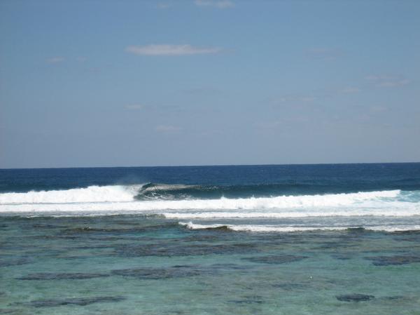 Surfing on Rum Cay, Bahamas